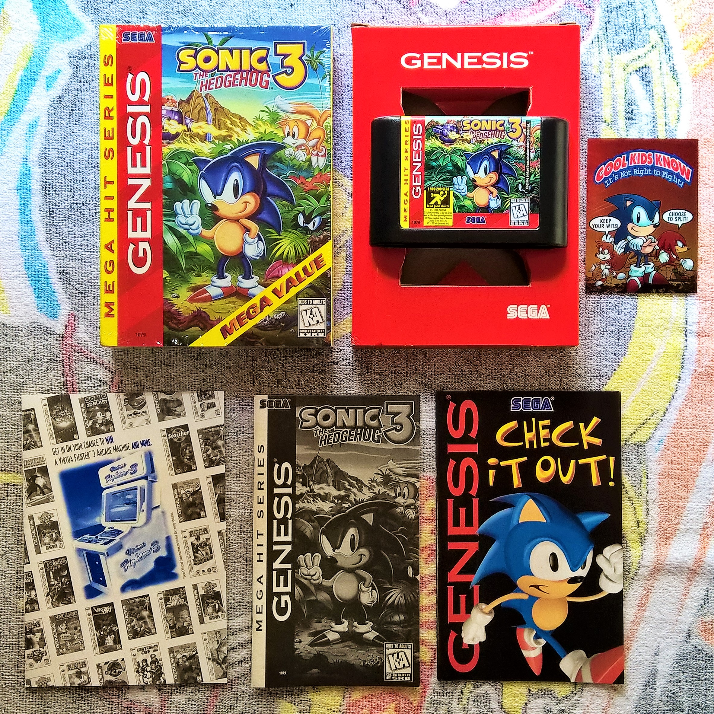 Sonic The Hedgehog 3. Manual, folheto, catálogo, pôster e cartão cromado