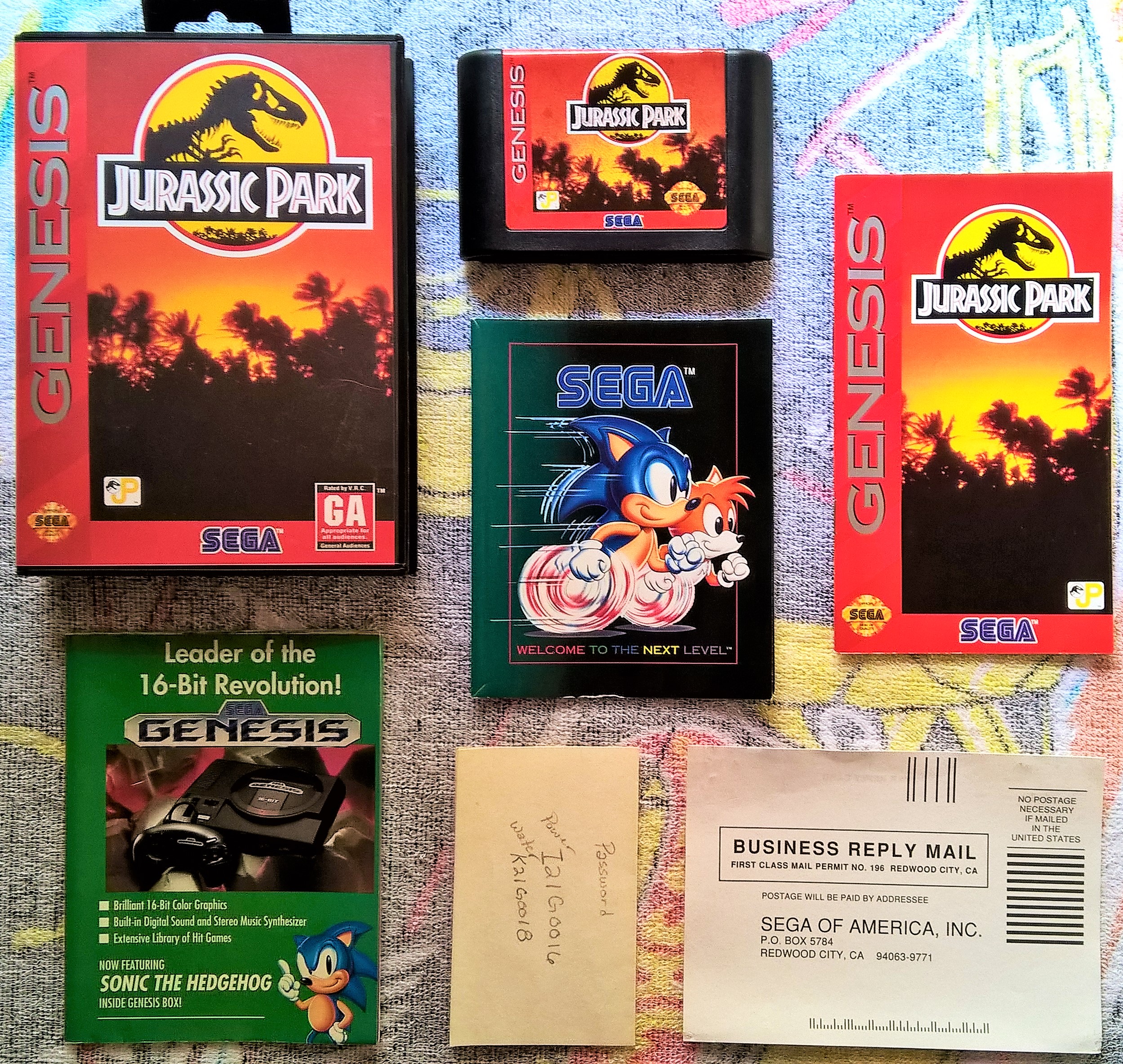 Jurassic Park. Manual, catálogo, pôster, cartão de pedido e folheto